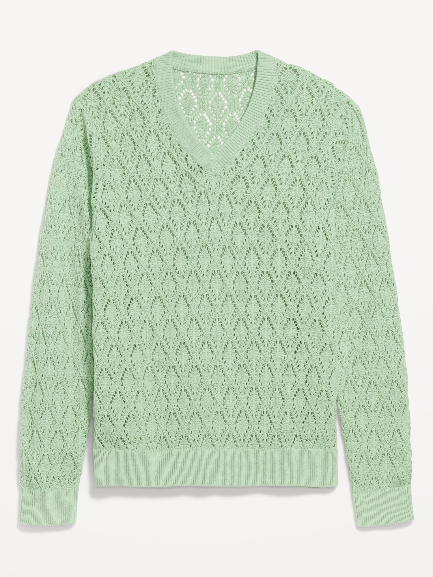 Pointelle V-Neck Sweater