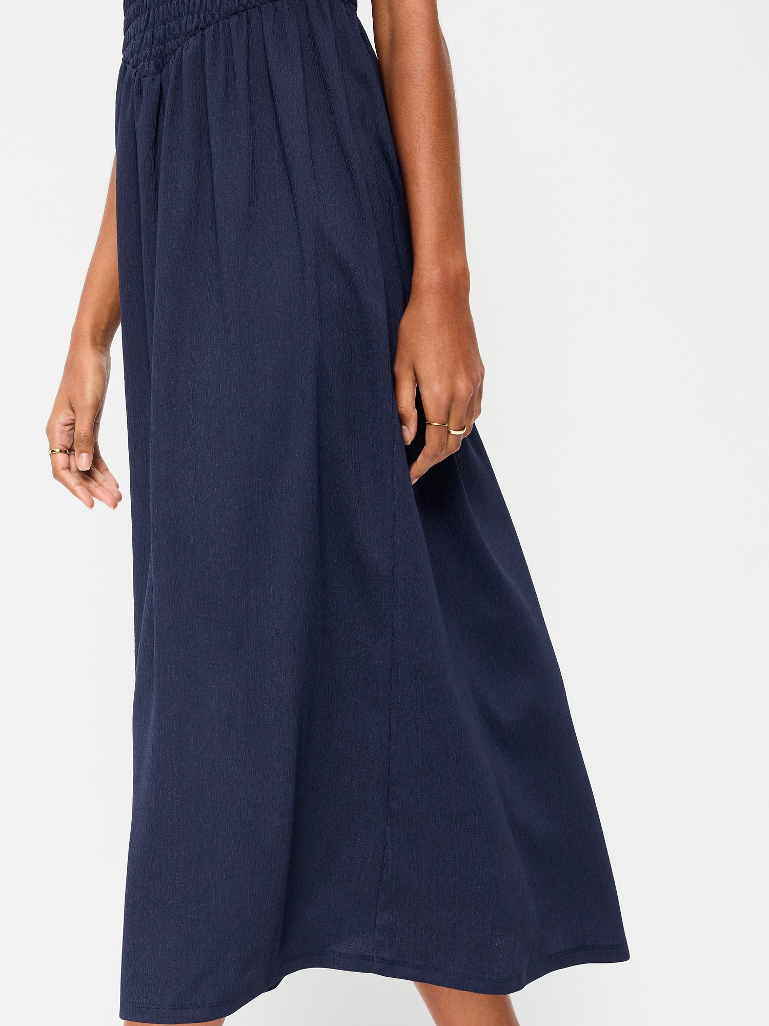 Fit & Flare Lightweight Smocked-Bodice Midi Dress