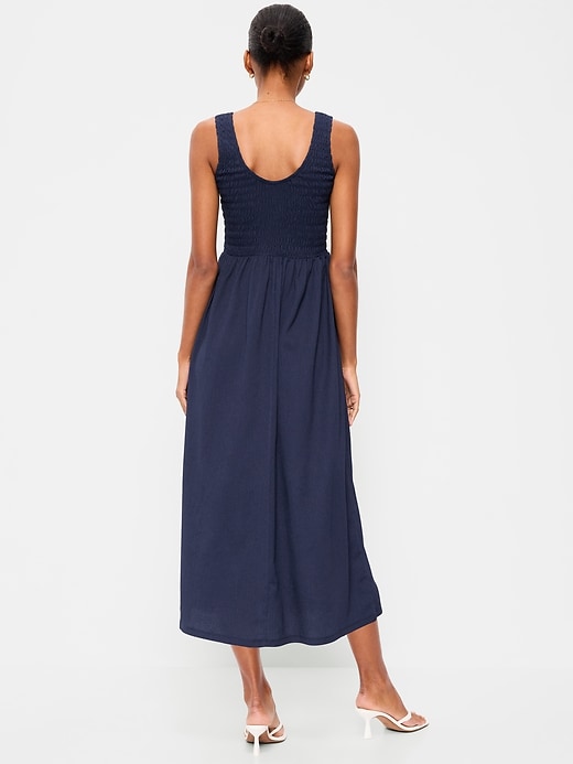 Image number 2 showing, Fit & Flare Sleeveless Smocked-Bodice Midi Dress