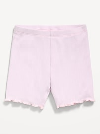 Image number 1 showing, Rib-Knit Lettuce-Edge Biker Shorts for Toddler Girls