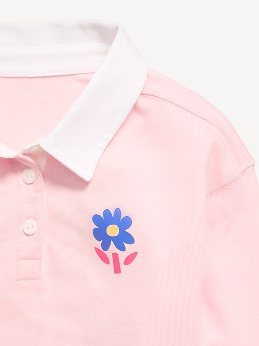 Image number 3 showing, Long-Sleeve Cropped Polo Shirt for Toddler Girls