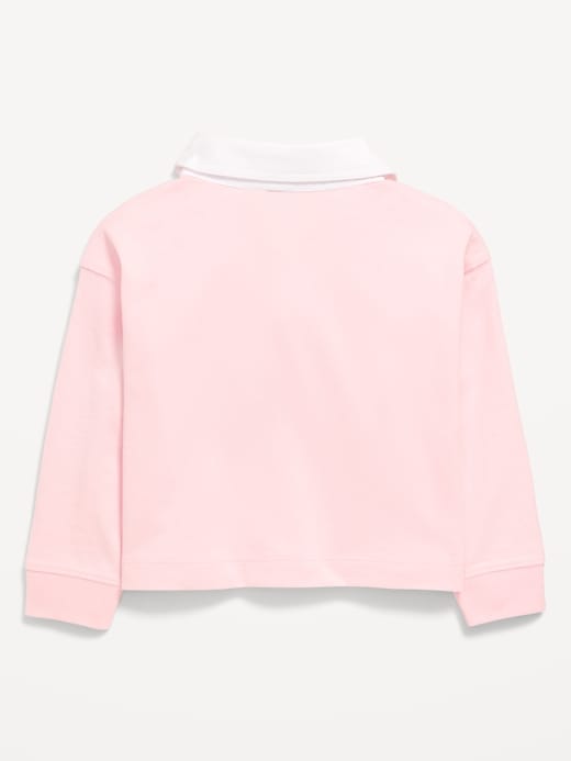 Image number 2 showing, Long-Sleeve Cropped Polo Shirt for Toddler Girls