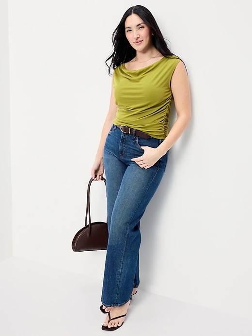 Image number 2 showing, Slit-Neck Ruched Top