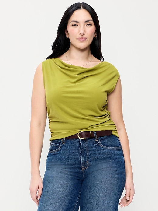 Image number 5 showing, Slit-Neck Ruched Top