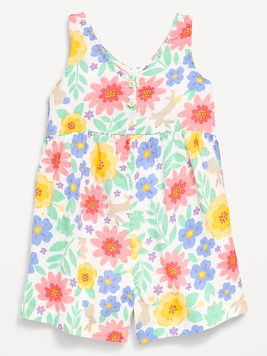 Image number 1 showing, Oversized Sleeveless Double-Weave Romper for Toddler Girls