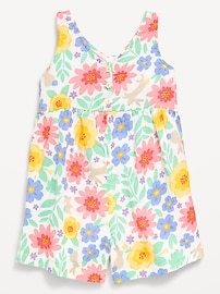 Image number 1 showing, Oversized Sleeveless Double-Weave Romper for Toddler Girls