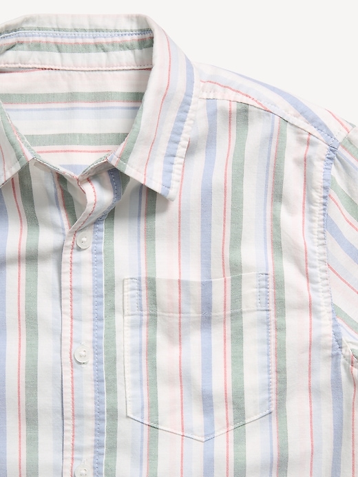 Image number 4 showing, Short-Sleeve Striped Pocket Oxford Shirt for Boys