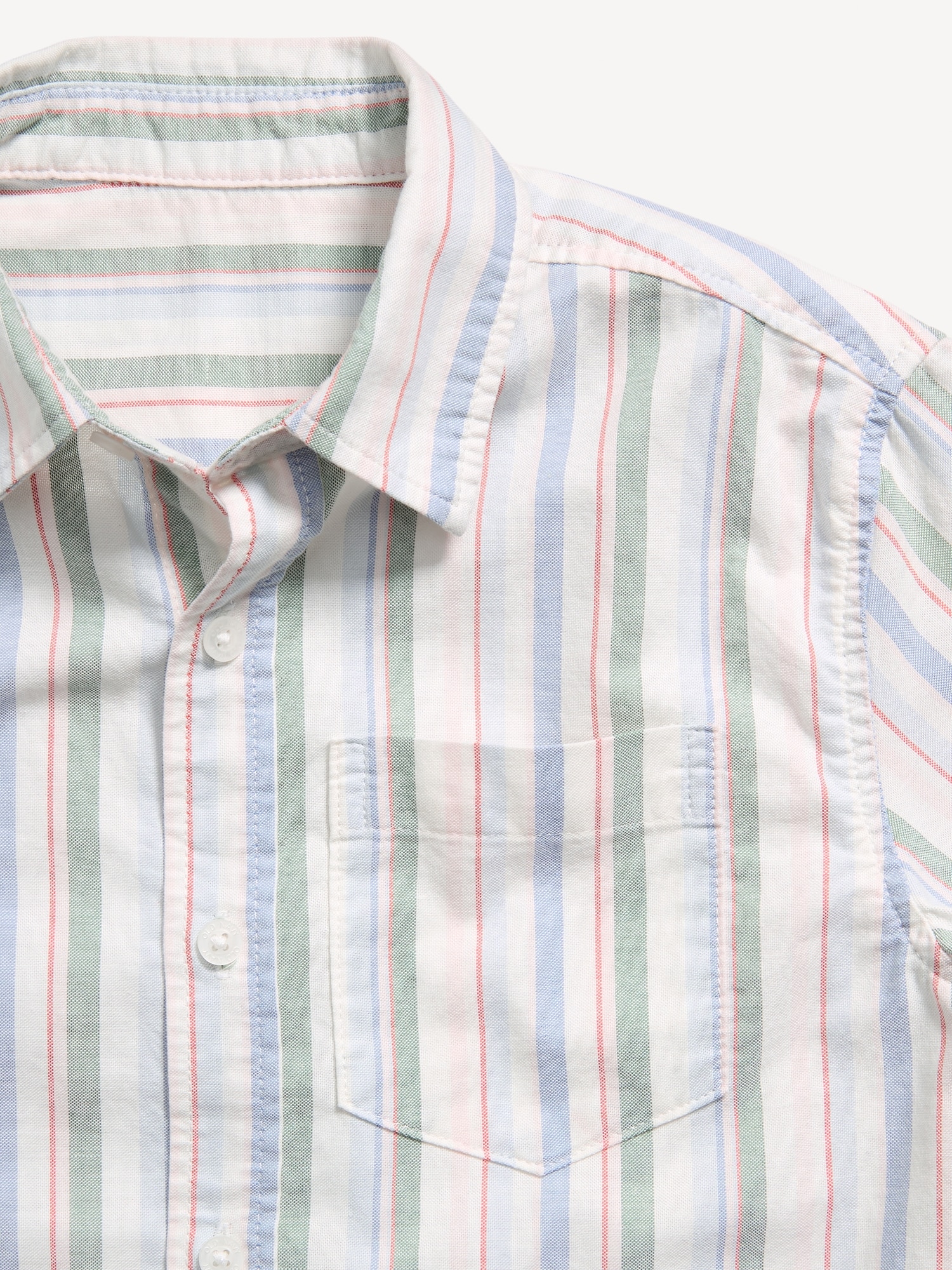 Short-Sleeve Striped Pocket Oxford Shirt for Boys
