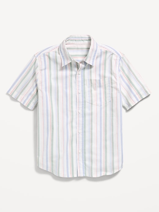 Image number 2 showing, Short-Sleeve Striped Pocket Oxford Shirt for Boys