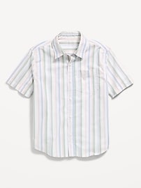Image number 2 showing, Short-Sleeve Striped Pocket Oxford Shirt for Boys