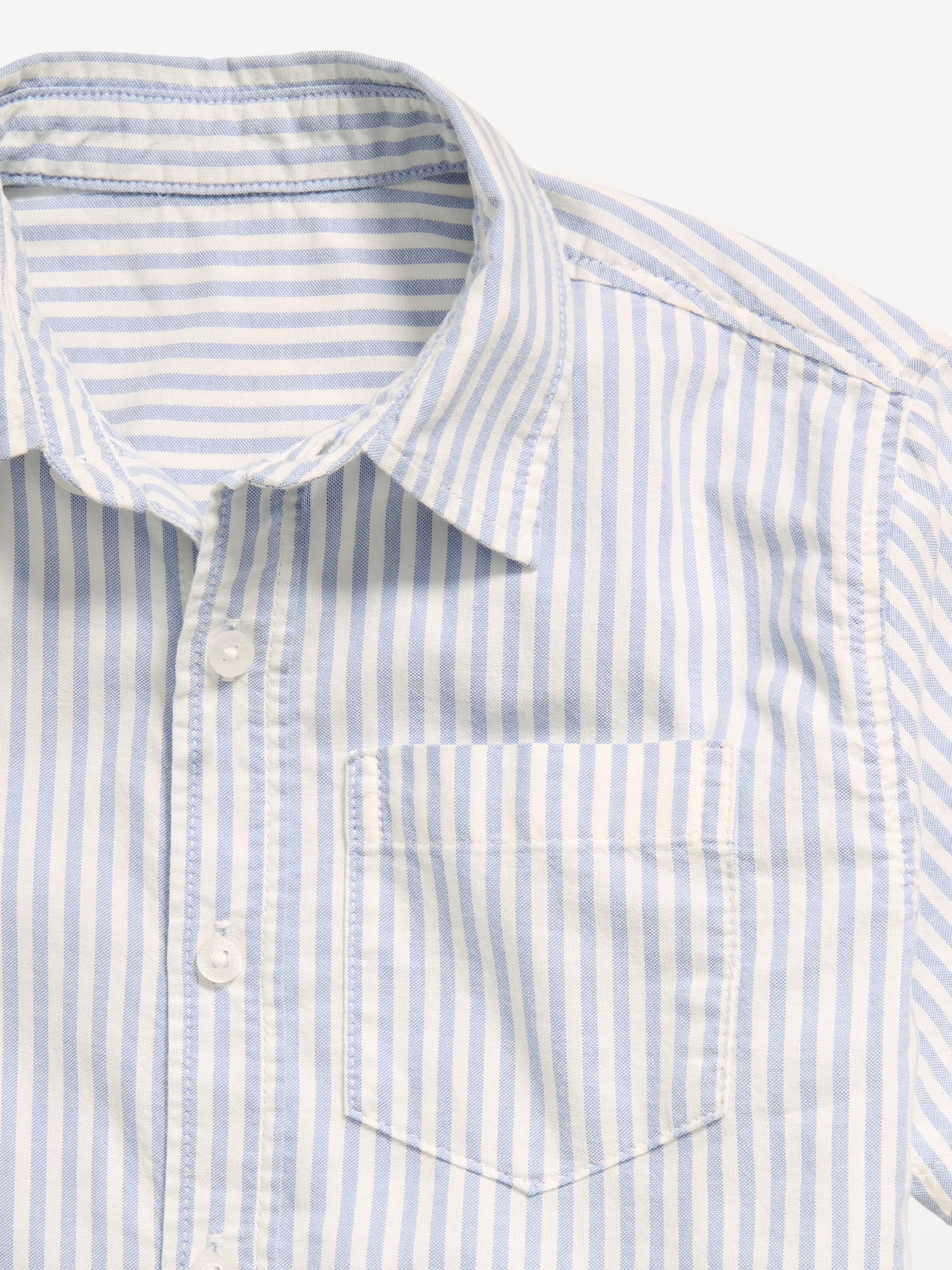 Short-Sleeve Striped Pocket Oxford Shirt for Boys