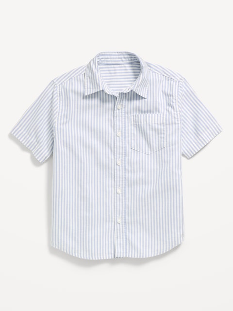 Short-Sleeve Striped Pocket Oxford Shirt for Boys
