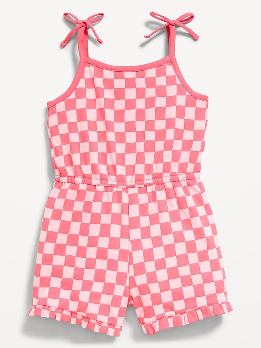 Image number 1 showing, Printed Sleeveless Tie-Bow Romper for Toddler Girls