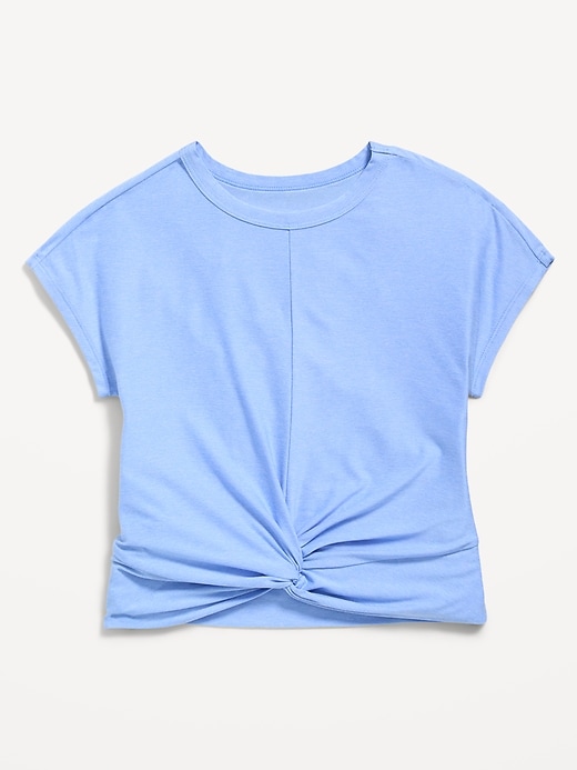 Image number 1 showing, CloudMotion Short-Sleeve Front-Knot T-Shirt for Girls