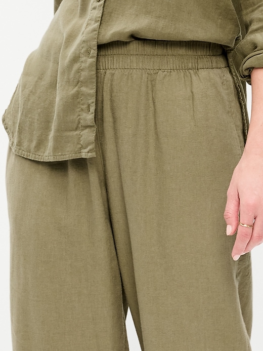 Image number 4 showing, High-Waisted Linen-Blend Straight Pants