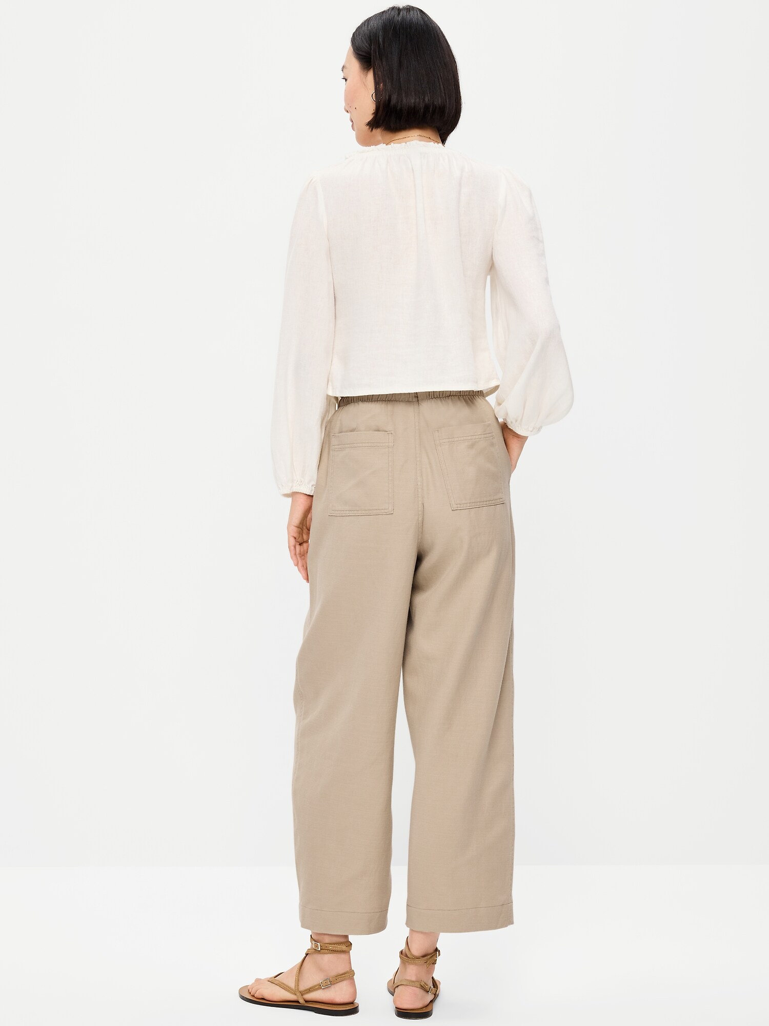 Женские брюки Old Navy High-Waisted Utility Ankle, цвет: Серо-бежевый — фото 3