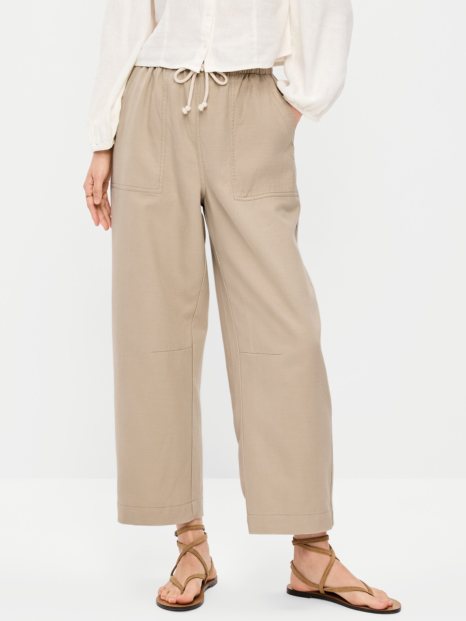 Женские брюки Old Navy High-Waisted Utility Ankle, цвет: Серо-бежевый — фото 2