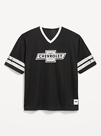 Image number 1 showing, Licensed Graphic Cropped Mesh V-Neck T-Shirt