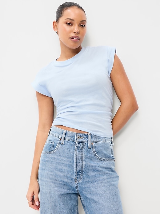 Image number 3 showing, Cap-Sleeve Side-Cinch Top