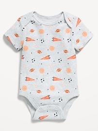 Image number 1 showing, Printed Short-Sleeve Ribbed Unisex Bodysuit for Baby