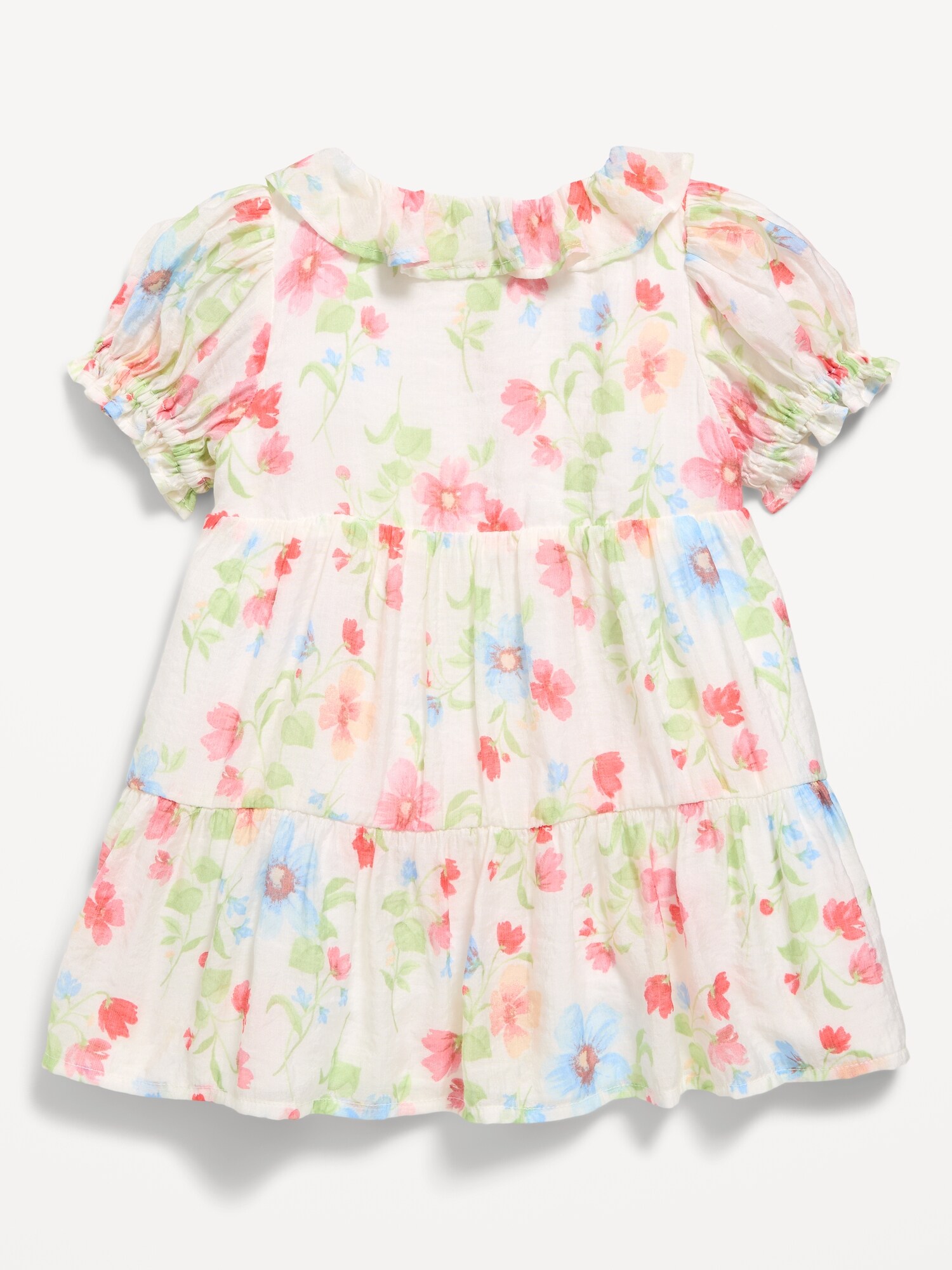 Платье Old Navy Printed Puff-Sleeve Tiered Swing Dress для малышей, цвет: Кремовый с принтом — фото 3