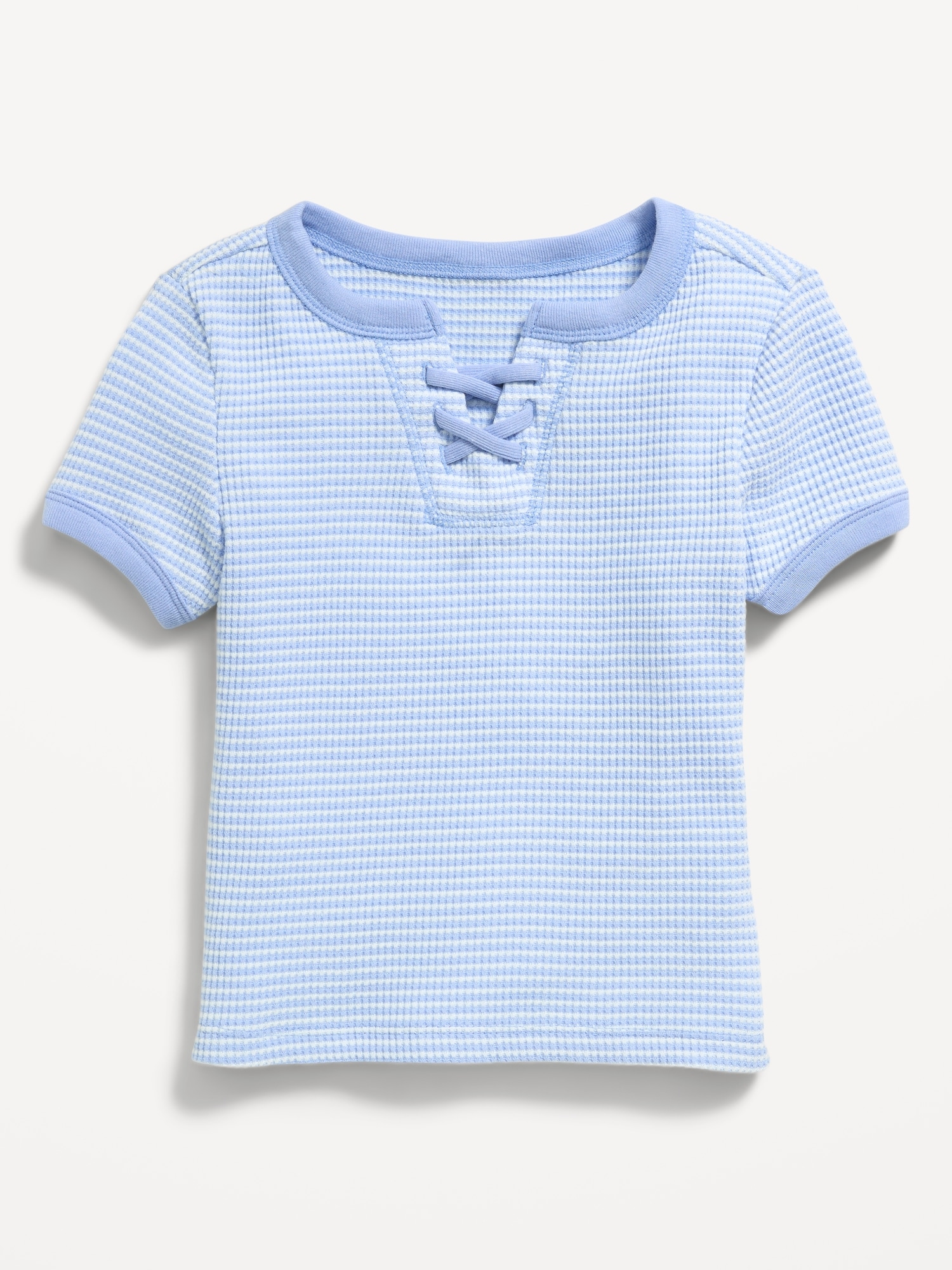 Fitted Lace-Front Waffle-Knit Top for Girls