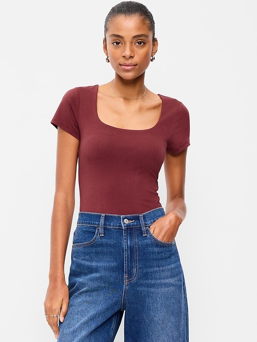 Image number 1 showing, Hug Double-Layer Scoop-Neck Top