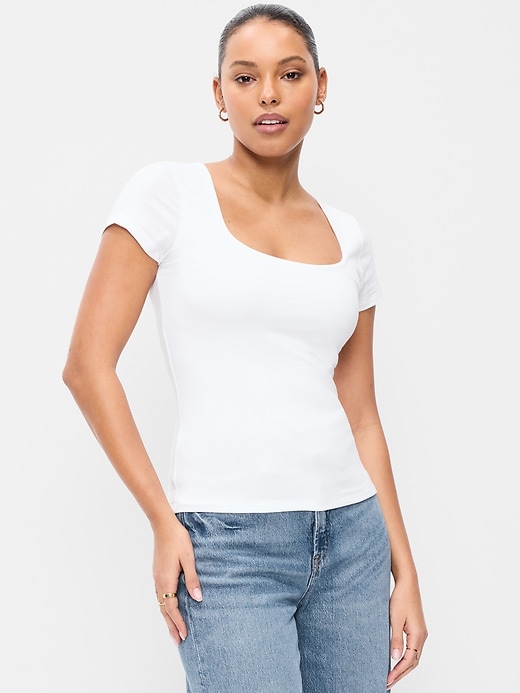 Image number 4 showing, Hug Double-Layer Scoop-Neck Top