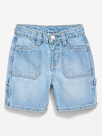 Image number 1 showing, Baggy Carpenter Utility Jean Shorts for Toddler Boys