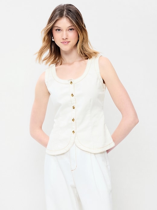 Image number 1 showing, Sleeveless Longline Denim Vest