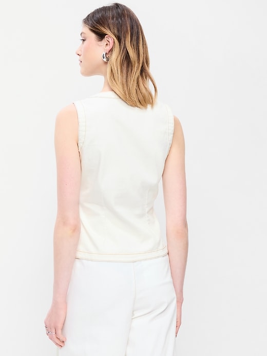 Image number 2 showing, Sleeveless Longline Denim Vest