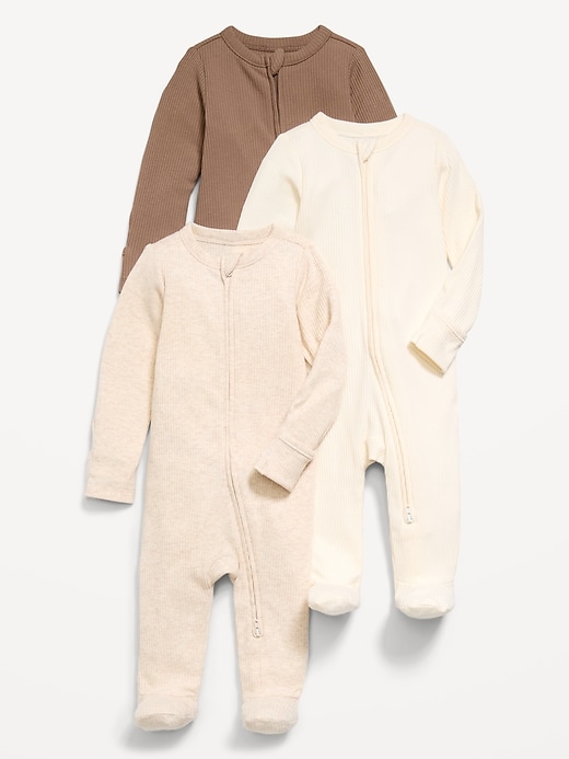 Image number 1 showing, Ribbed 2-Way-Zip Sleep & Play Footed One-Piece 3-Pack for Baby