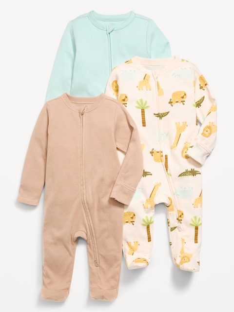 2-Way-Zip Sleep & Play Footed One-Piece 3-Pack for Baby