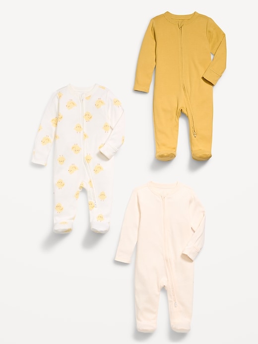 Image number 2 showing, 2-Way-Zip Sleep & Play Footed One-Piece 3-Pack for Baby