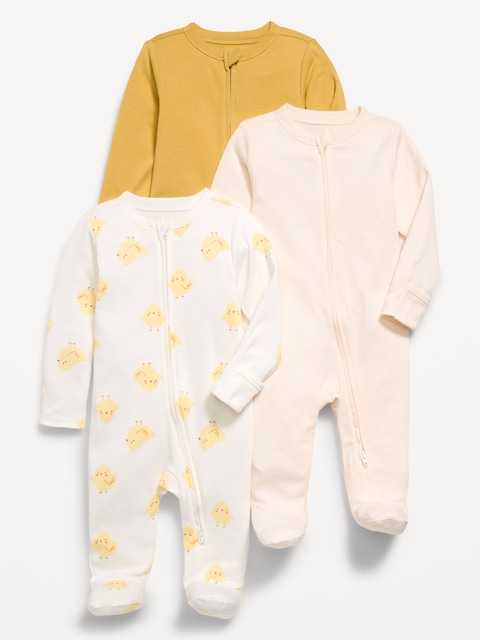 2-Way-Zip Sleep & Play Footed One-Piece 3-Pack for Baby