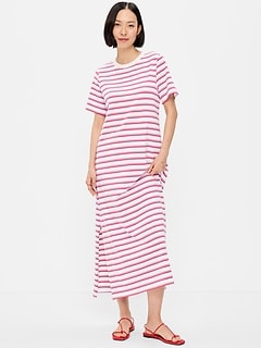 Vintage Crew-Neck Maxi T-Shirt Dress