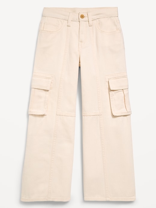 Image number 1 showing, Super Baggy Wide-Leg Cargo Twill Pants for Girls