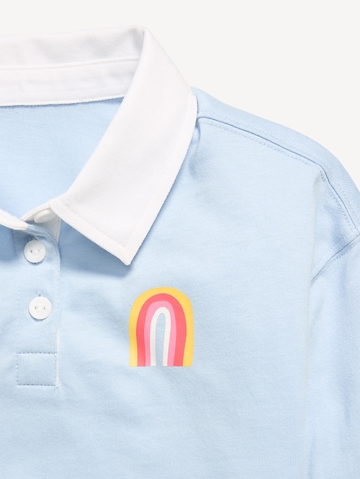 Image number 2 showing, Long-Sleeve Cropped Polo Shirt for Toddler Girls