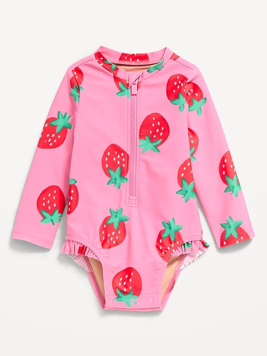 Image number 1 showing, Long-Sleeve Rashguard Swim One-Piece for Baby
