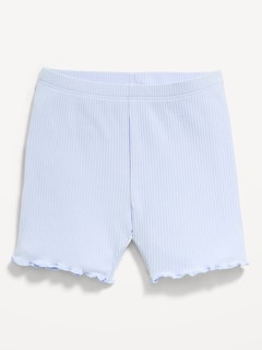 Rib-Knit Lettuce-Edge Biker Shorts for Toddler Girls