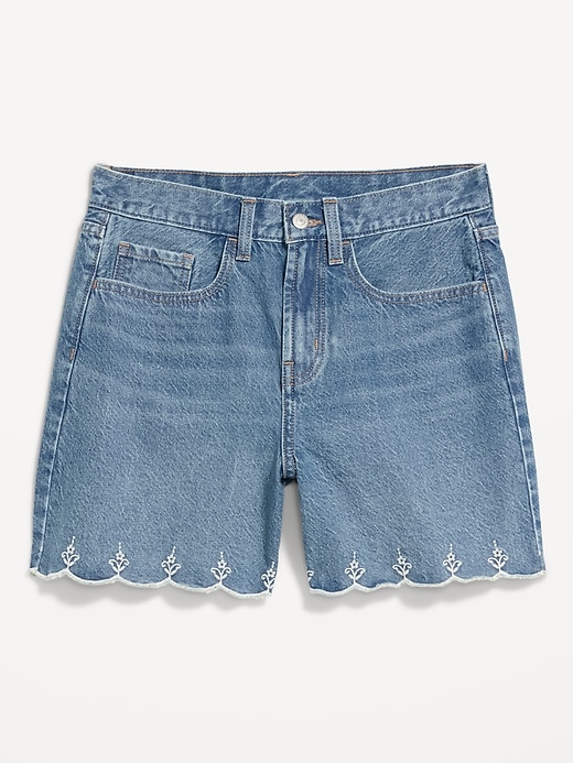 Image number 4 showing, High-Waisted Baggy Jean Shorts -- 5-inch inseam
