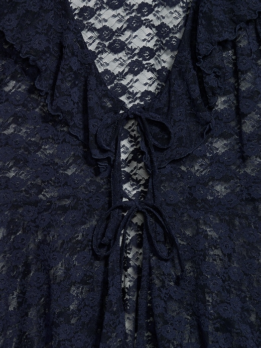 Image number 4 showing, Open-Front Lace Ruffle Top