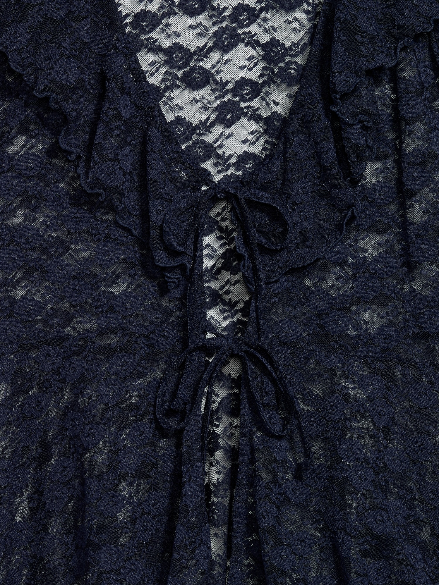 Short-Sleeve Open-Front Lace Ruffle Top