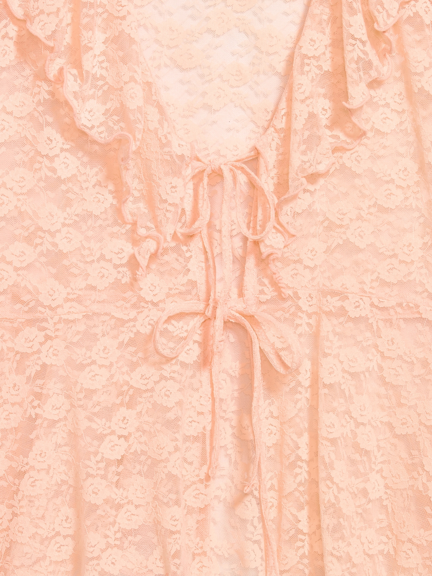 Short-Sleeve Open-Front Lace Ruffle Top