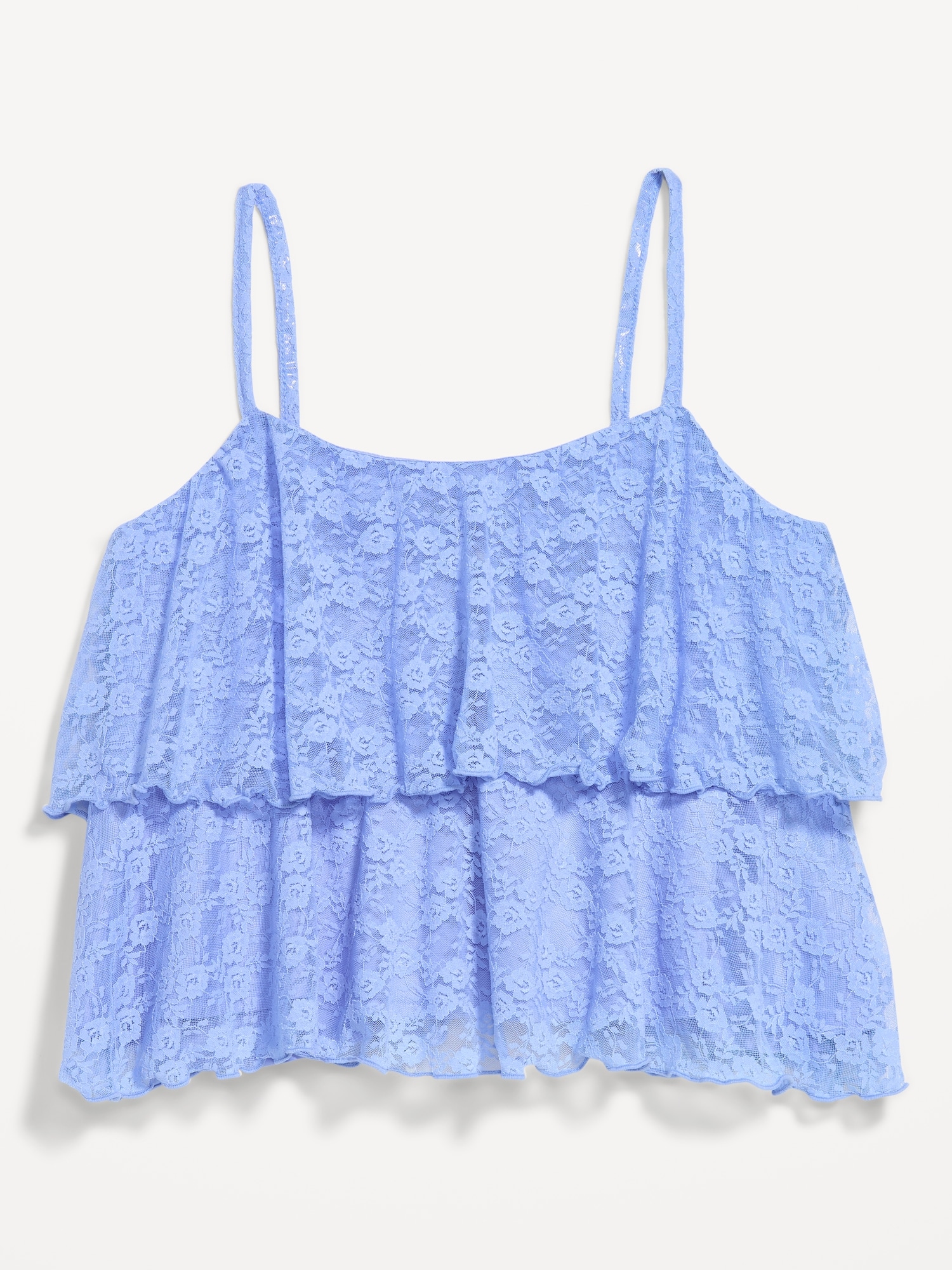 Sleeveless Tiered Lace Ruffle Top