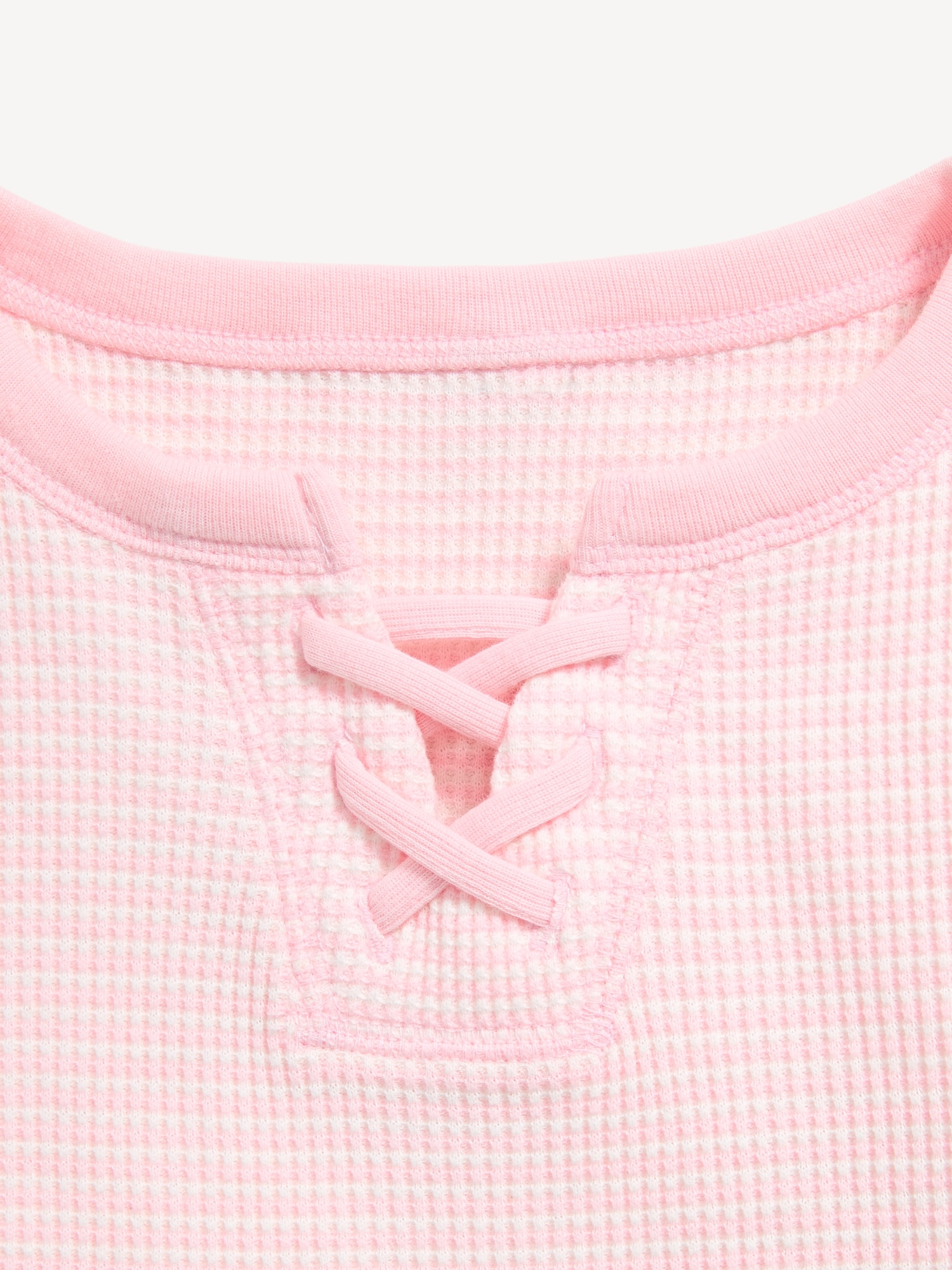 Fitted Lace-Front Waffle-Knit Top for Girls