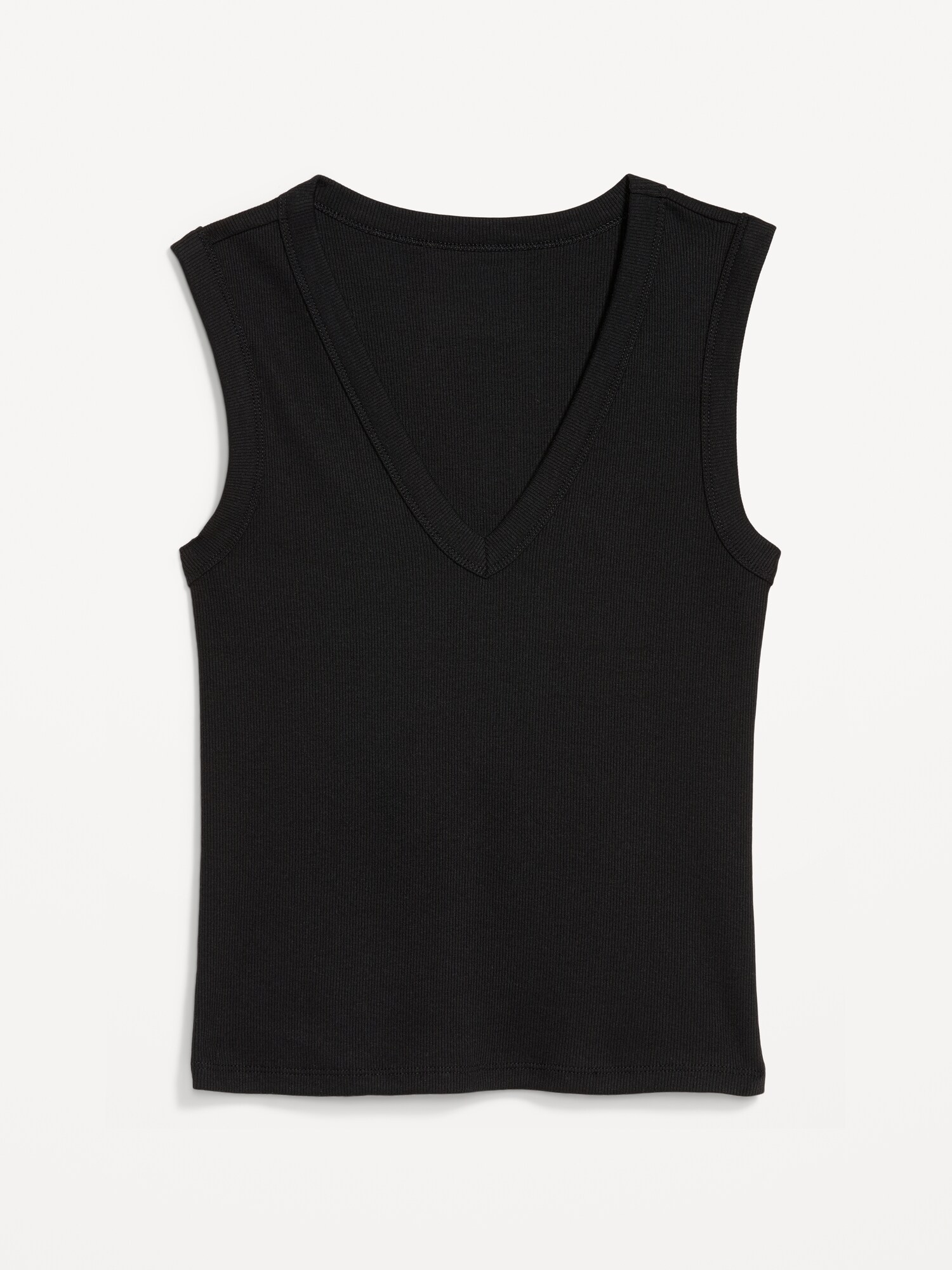 Женский топ Old Navy Snug Crop V-Neck Ribbed Tank Top, цвет: Чёрный — фото 4