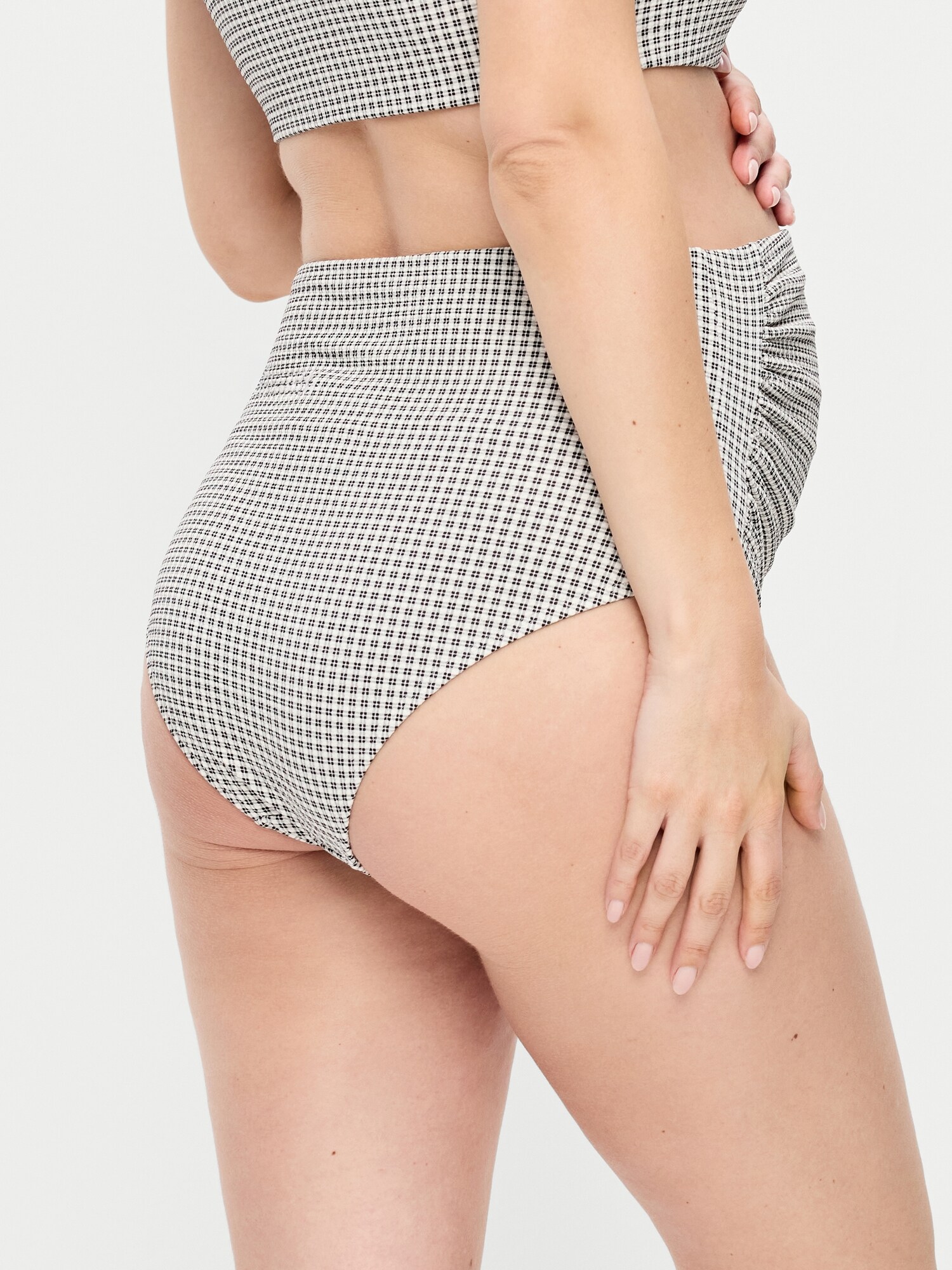 Низ бикини Maternity, высокая посадка — Old Navy, цвет: Чёрный / Белый в мелкую клетку — фото 2