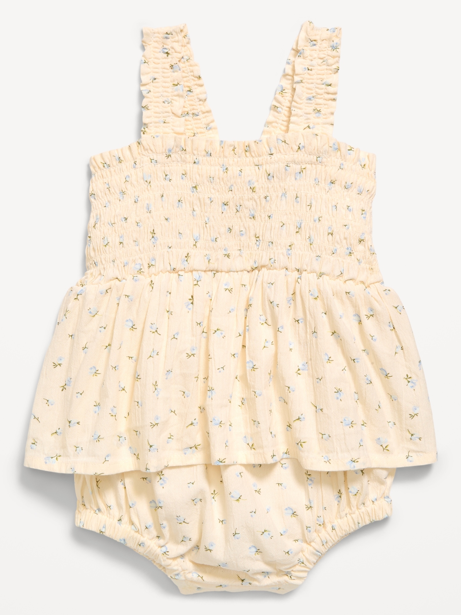 Printed Ruffled Smocked Romper for Baby
