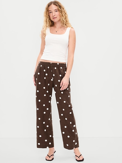 Image number 1 showing, High-Waisted Linen-Blend Straight Pants
